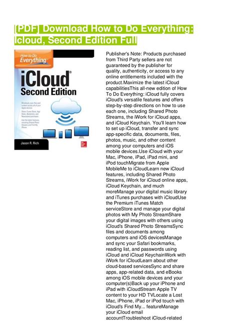 Read Online How To Do Everything Icloud Second Edition 