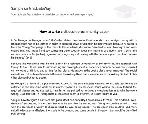 Read Online How To Write A Discourse Community Paper 