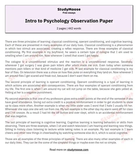 Download How To Write A Psychology Observation Paper 