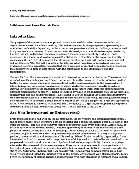Full Download How To Write A Self Assessment Paper 