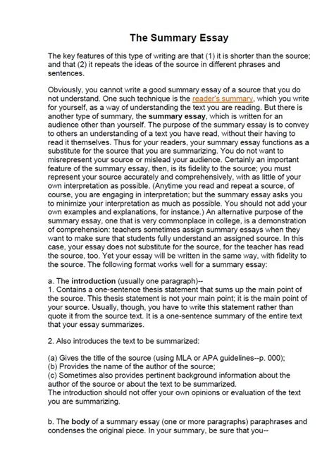 Read How To Write A Summary Analysis Paper 