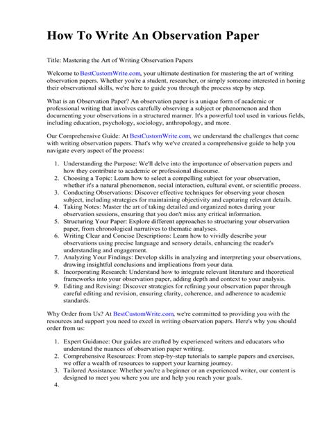 Read How To Write An Observation Paper 