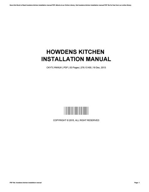 Read Online Howdens Kitchen Installation Manual 