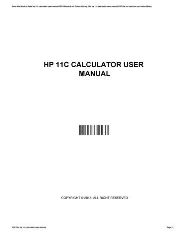 Read Online Hp 11C User Guide 