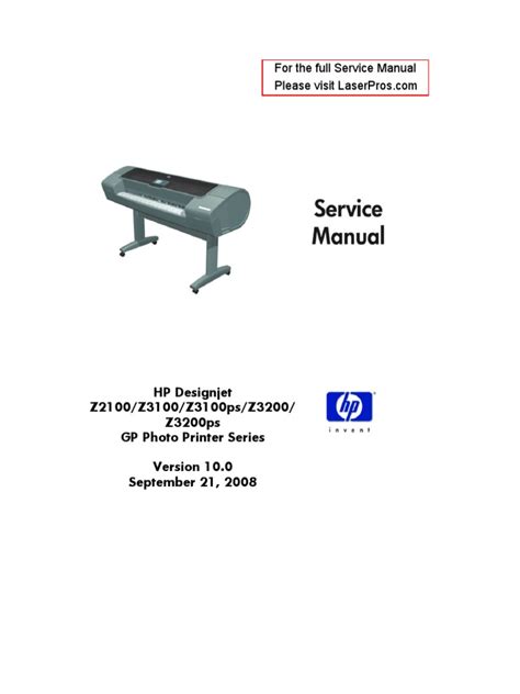 Read Online Hp Designjet Z2100 Service Manual 