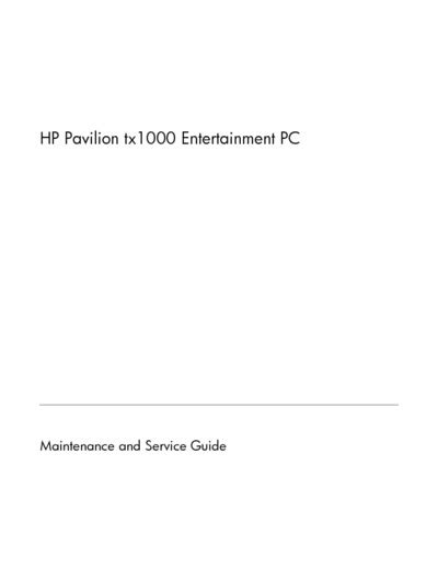 Download Hp Pavillion Tx1000 Troubleshooting Guide 