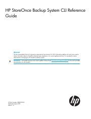 Read Online Hp Storeonce Backup System Cli Reference Guide 