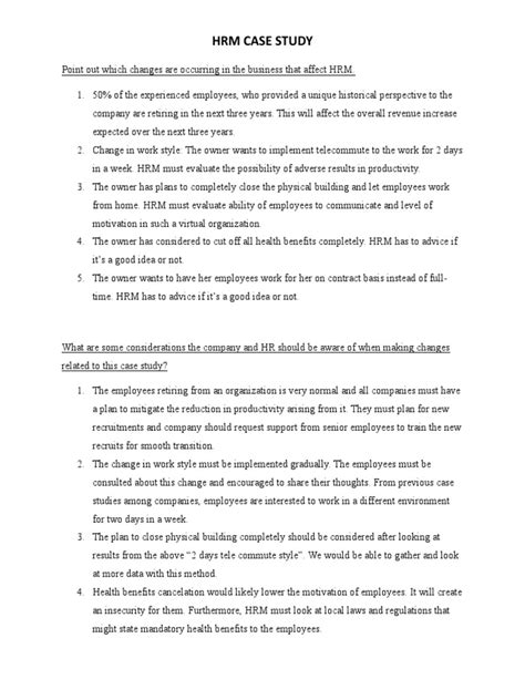 hrm case study with solution