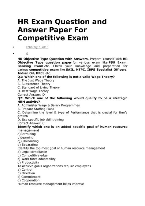 Full Download Hrm Past Exam Papers With Answers 
