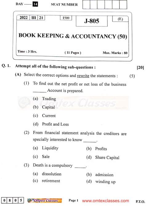 Read Hsc Accounts Question Paper 