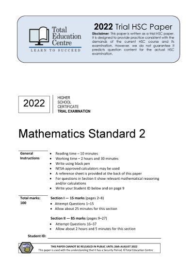 Read Hsc Trial Papers General Maths 