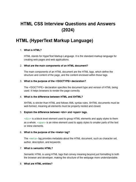 Html And Css Interview Questions And Answers