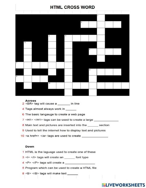 Html Data Crossword