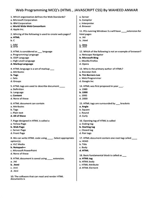 Html Mcq Questions