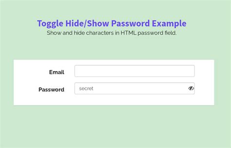 html password field show characters