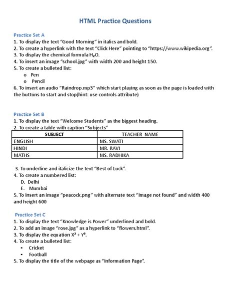 Html Practical Questions