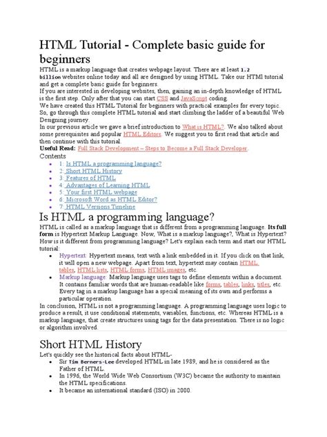 Html Tutorial Pdf