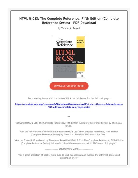 Read Html Css The Complete Reference Fifth Edition Complete Reference Series 