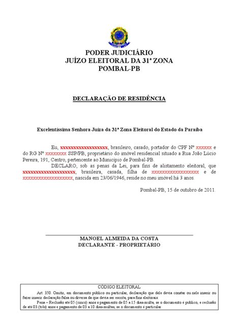 declaracao de residencia