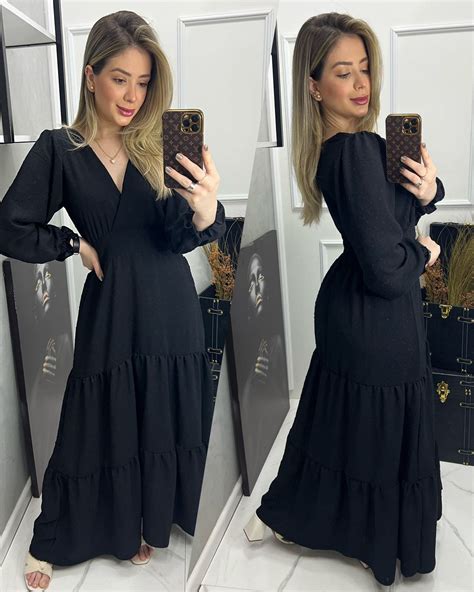 vestido longo preto