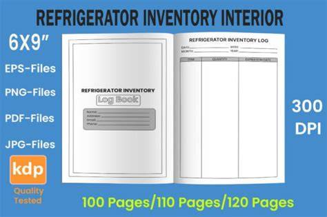 120 PAGES Refrigerator Inventory Log