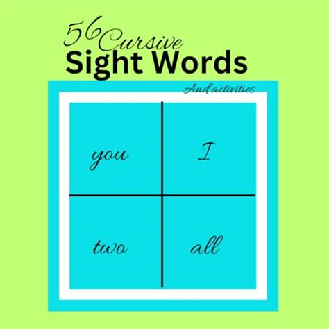 56 Cursive Sight Words