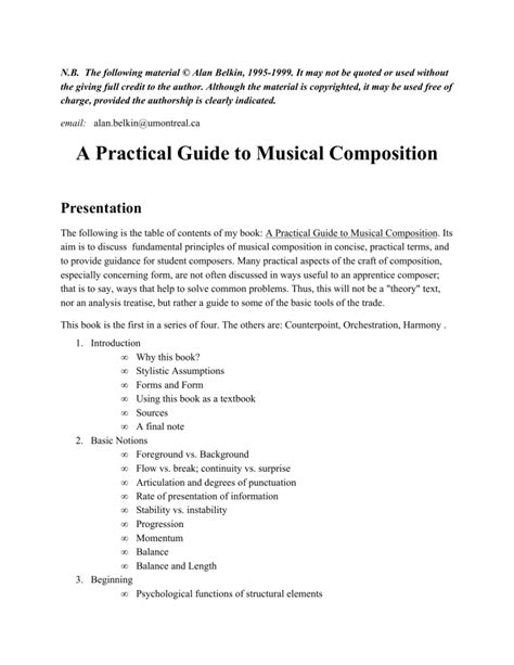 A Practical Guide to Musical Composition