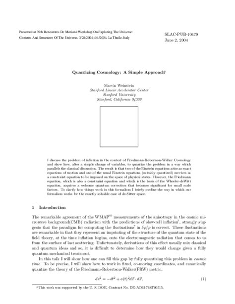 A Simple Approach to Cosmology
