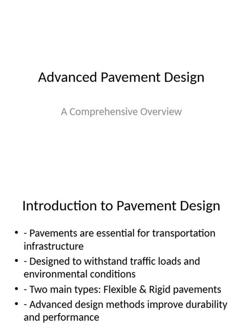 Advanced Pavement Design Theory and Methods
