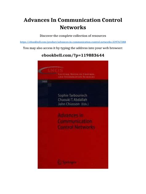 Advances in Communication Control Networks