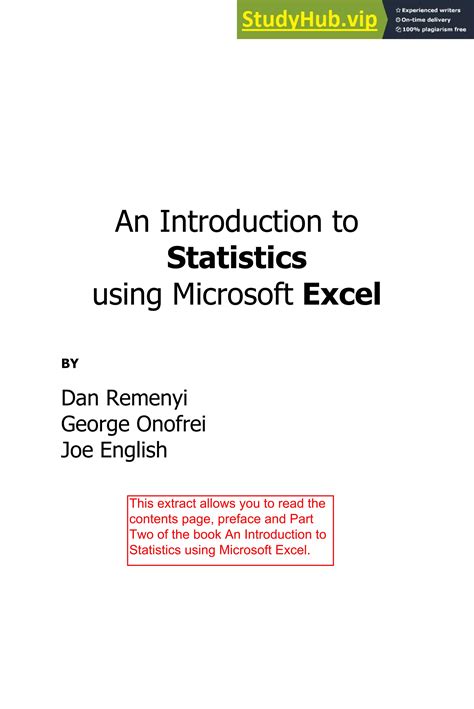 An Introduction to Statistics using Microsoft Excel