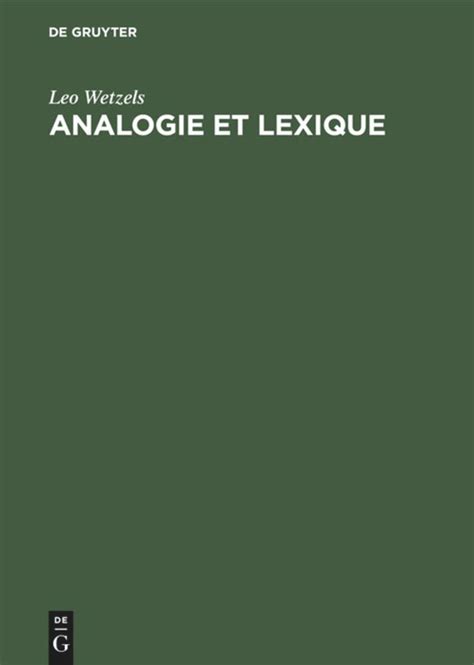 Analogie et Lexique