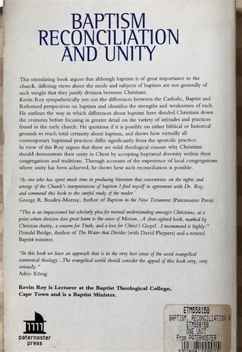 Baptism, Reconciliation and Unity