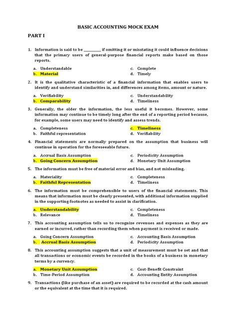 Basic Accounting Practice Mock Papers