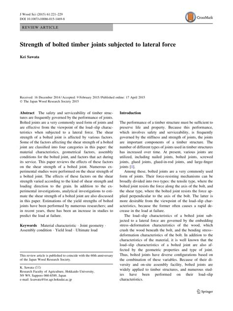 Bearing strength of bolted timber joints