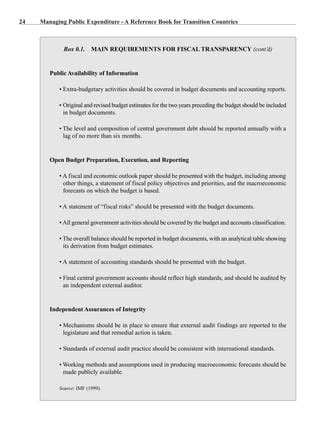 Budgetary Transparency for Public Expenditure Control