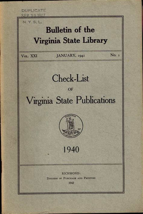 Bulletin of the Virginia State Library