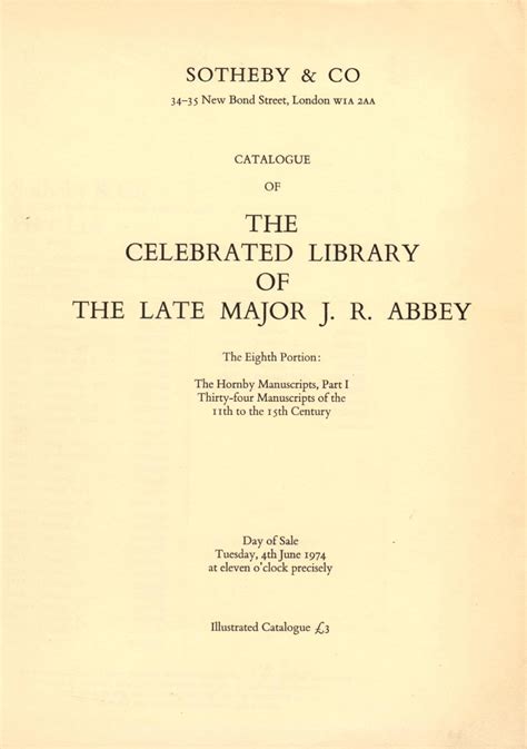 CATALOGUE OF THE CELEBRATED LIBRARY...OF MAJOR J.R. ABBEY