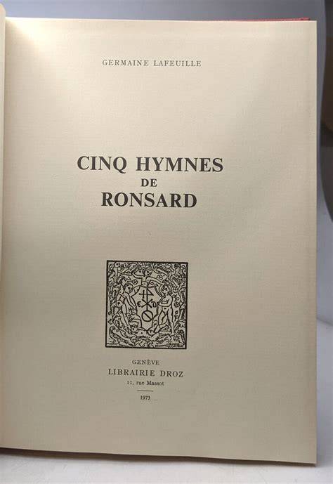 CINQ HYMNES DE RONSARD