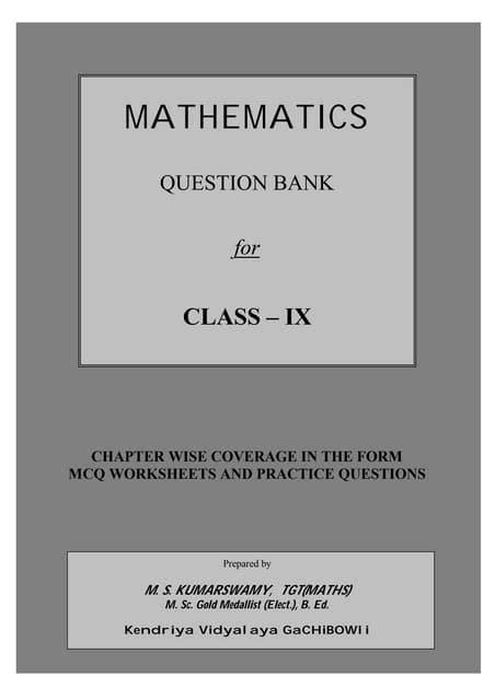 CLASS-IX MCQ QUESTION BANK MATHEMATICS TERM 1&2