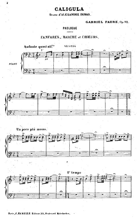 Caligula ... Op. 52. Partition Piano et Chant