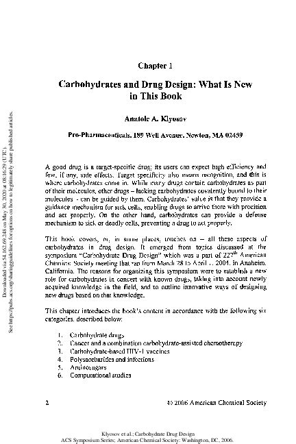 Carbohydrates in Drug Design