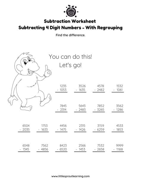 Challenging Math Problems Grade 4: 4-Digit Subtraction