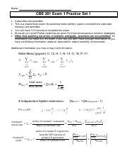 Chemical Engineering: Practice Exam Set
