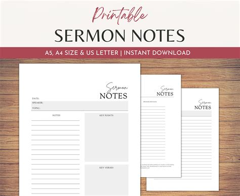 Church Notes: Sermon Journal Paper