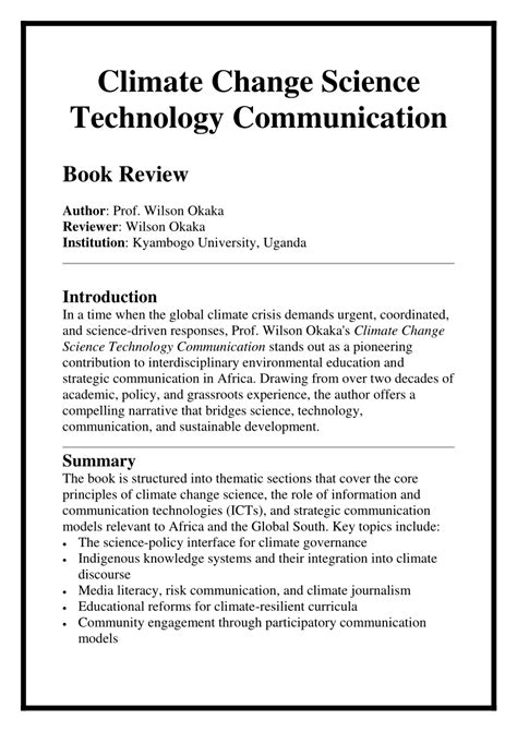 Climate Change Science Technology Communication