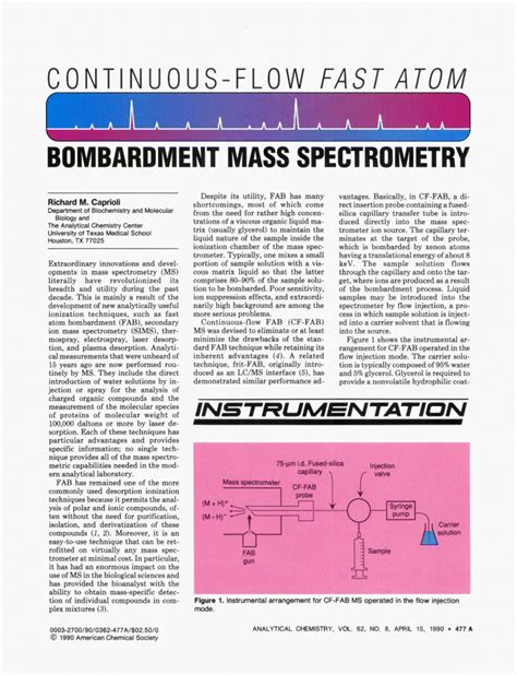 Continuous-Flow Fast Atom Bombardment Mass Spectrometry