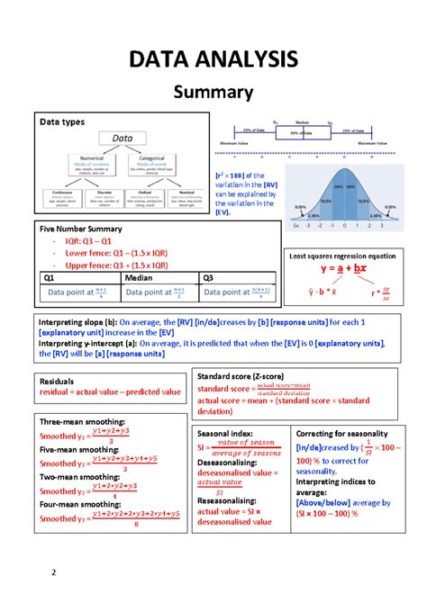 Data Analysis Study Notes (Further Maths)