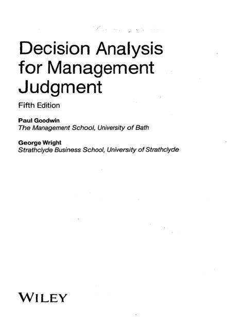 Decision Analysis for Management Judgment
