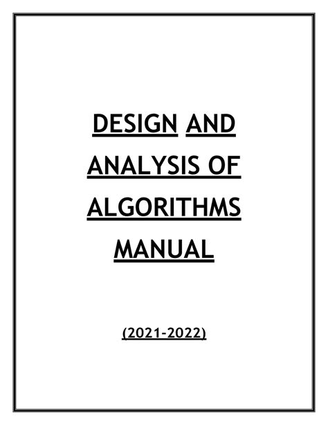 Design and Analysis of Algorithms: DAA